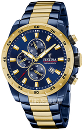Festina Timeless Niebieski/Stal w odcieniu złota Ø45 mm F20564-1