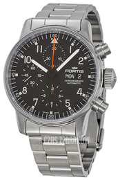 Fortis Flieger Czarny/Stal Ø40 mm 597.22.11.M