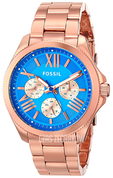 Fossil Niebieski/Stal w kolorze różowego złota Ø40 mm AM4556