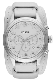 Fossil Asher Biały/Skóra Ø46 mm BQ1035