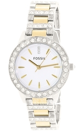 Fossil Jesse Biały/Stal w odcieniu złota Ø34 mm ES2409