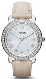 Fossil Emma Biały/Skóra Ø38 mm ES3189