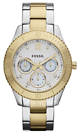 Fossil Biały/Stal w odcieniu złota Ø37 mm ES3208