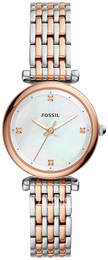 Fossil Carlie Biały/Stal w kolorze różowego złota Ø29 mm ES4431