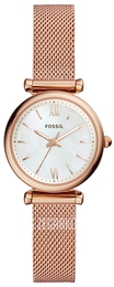 Fossil Carlie Mini Biały/Stal w kolorze różowego złota Ø28 mm ES4433