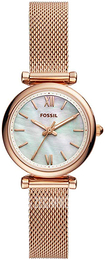 Fossil Carlie Biały/Stal w kolorze różowego złota Ø28 mm ES4443