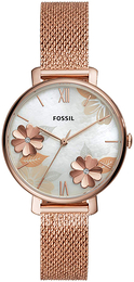 Fossil Jacqueline Biały/Stal w kolorze różowego złota Ø36 mm ES4534