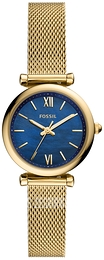 Fossil Carlie Mini Niebieski/Stal w odcieniu złota Ø28 mm ES5020