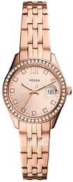 Fossil Micro Scarlette Różowe złoto/Stal w kolorze różowego złota Ø28 mm ES5038