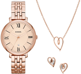 Fossil Jacqueline Różowy/Stal w kolorze różowego złota Ø36 mm ES5252SET