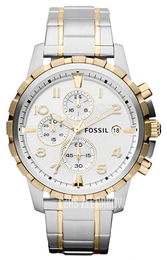 Fossil Dean Biały/Stal w odcieniu złota Ø45 mm FS4795