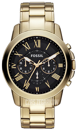 Fossil Grant Czarny/Stal w odcieniu złota Ø45 mm FS4815