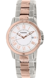 Fossil Biały/Stal w kolorze różowego złota Ø38 mm FS4967