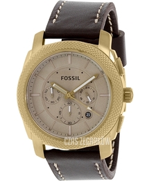 Fossil Machine Żółte złoto/Skóra Ø44 mm FS5075