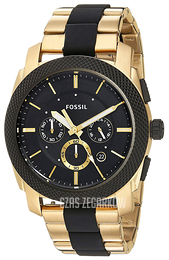 Fossil Machine Czarny/Stal w odcieniu złota Ø45 mm FS5261