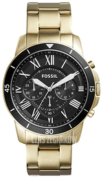 Fossil Grant Czarny/Stal w odcieniu złota Ø44 mm FS5267