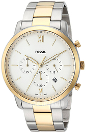 Fossil Neutra Chronograph Biały/Stal w odcieniu złota Ø44 mm FS5385