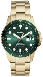 Fossil FB-01 Zielony/Stal w odcieniu złota Ø42 mm FS5658