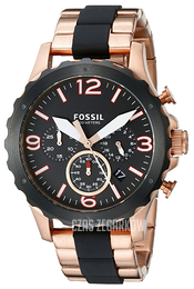 Fossil Czarny/Stal w kolorze różowego złota Ø46 mm JR1500