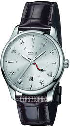 Gucci G-Timeless Srebrny/Skóra Ø40 mm YA126332