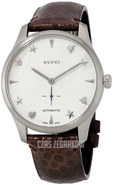 Gucci G-Timeless Srebrny/Skóra Ø40 mm YA126334