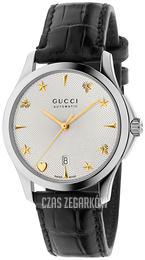 Gucci G-Timeless Srebrny/Skóra Ø38 mm YA126468