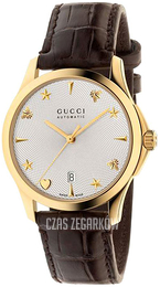 Gucci G-Timeless Srebrny/Skóra Ø38 mm YA126470
