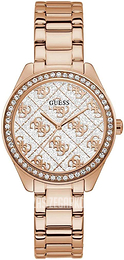 Guess Biały/Stal w kolorze różowego złota Ø36.5 mm GW0001L3