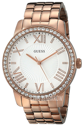 Guess Biały/Stal w kolorze różowego złota Ø42 mm U0329L3