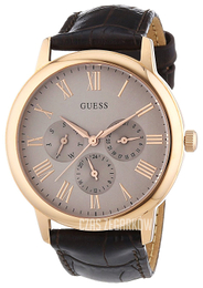 Guess Wafer Srebrny/Skóra Ø39 mm W0496G1