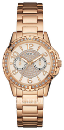 Guess Sassy Biały/Stal w kolorze różowego złota Ø37 mm W0705L3