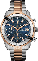 Guess Niebieski/Stal w kolorze różowego złota Ø45 mm W0746G1