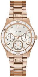 Guess Valencia Biały/Stal w kolorze różowego złota Ø38 mm W1158L2