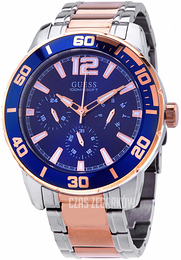 Guess Niebieski/Stal w kolorze różowego złota Ø46 mm W1249G3