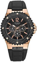 Guess Overdrive Czarny/Skóra Ø40 mm W15513G1