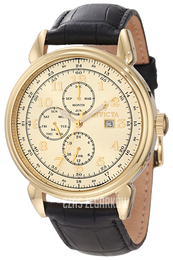 Invicta Vintage Żółte złoto/Skóra Ø45 mm 12215