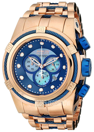 Invicta Bolt Niebieski/Stal w kolorze różowego złota Ø53 mm 12745