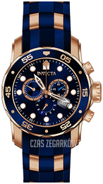Invicta Pro Diver Niebieski/Stal w kolorze różowego złota Ø48 mm 18197