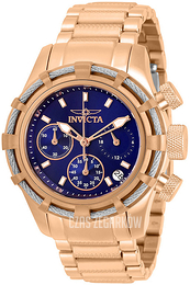 Invicta Bolt Niebieski/Stal w kolorze różowego złota Ø40 mm 30473