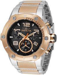 Invicta Speedway Czarny/Stal w kolorze różowego złota Ø51.5 mm 33282