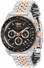Invicta Speedway Czarny/Stal w kolorze różowego złota Ø39.5 mm 36740