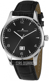 Jacques Lemans London Czarny/Skóra Ø40 mm 1-1862ZA