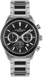 Jacques Lemans Eco Power Solar Czarny/Skóra Ø44 mm 1-2115F