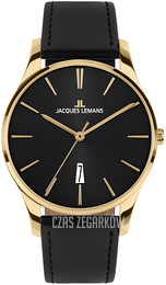 Jacques Lemans London Czarny/Skóra Ø40 mm 1-2124E