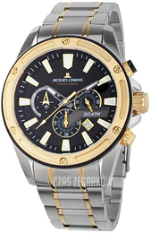 Jacques Lemans Liverpool Czarny/Stal w odcieniu złota Ø48 mm 1-2141I