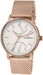 Jacques Lemans Retro Classic Biały/Stal w kolorze różowego złota Ø40 mm N-218H