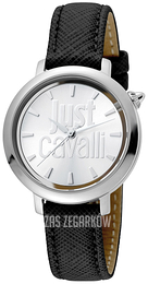 Just Cavalli Logo Srebrny/Skóra Ø34 mm JC1L007L0015