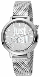 Just Cavalli Logo Srebrny/Stal Ø34 mm JC1L007M0045