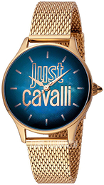 Just Cavalli Logo Niebieski/Stal w kolorze różowego złota Ø34 mm JC1L032M0125
