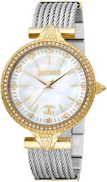 Just Cavalli Glam Chic Biały/Stal w odcieniu złota Ø36 mm JC1L169M0065